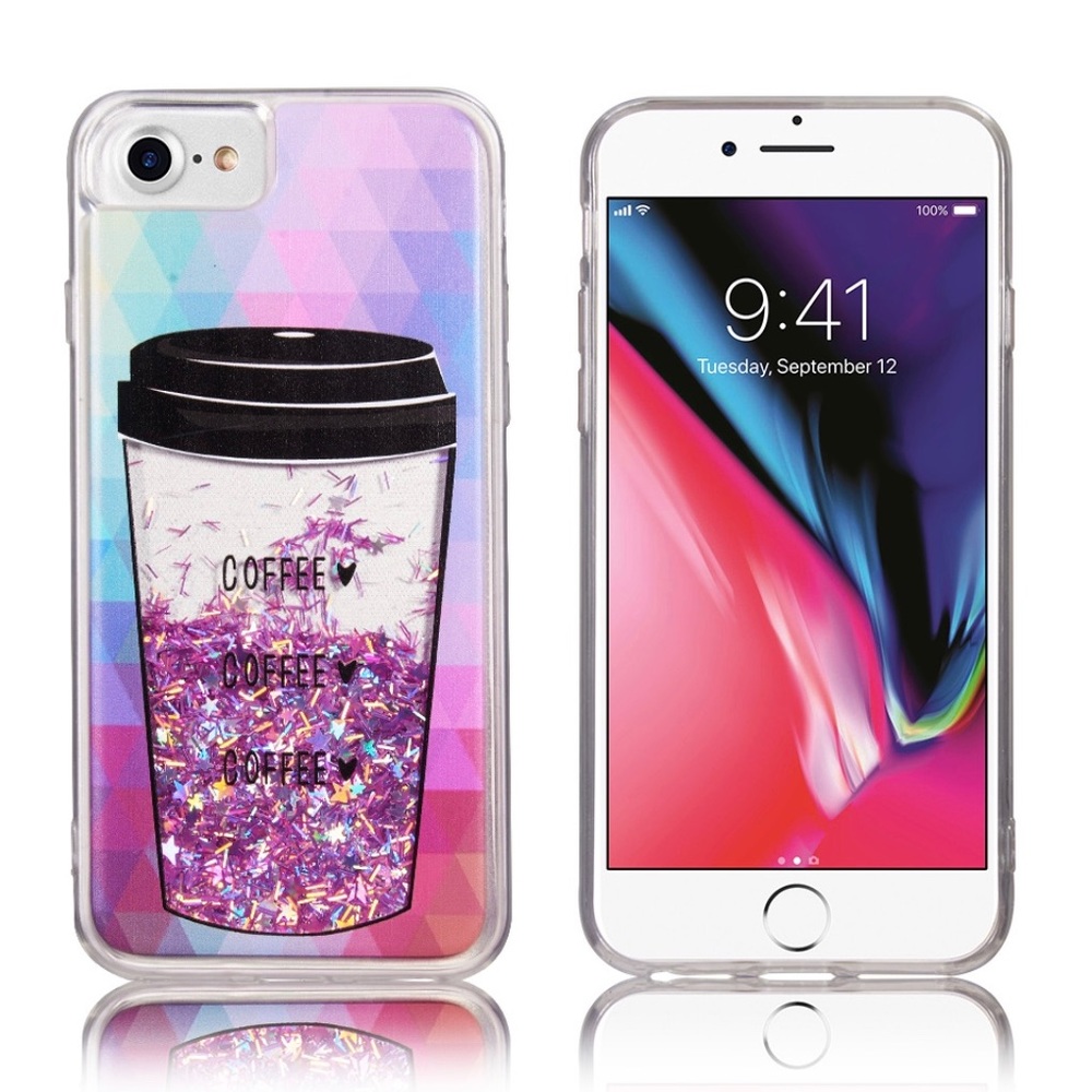 Pink Coffee Glitter Case for iPhone SE 7 & 8